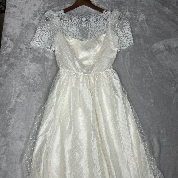 Vintage Style White Lace Tea Party Dress Wedding Guest Cocktail Occasion xs - Picture 1 of 13